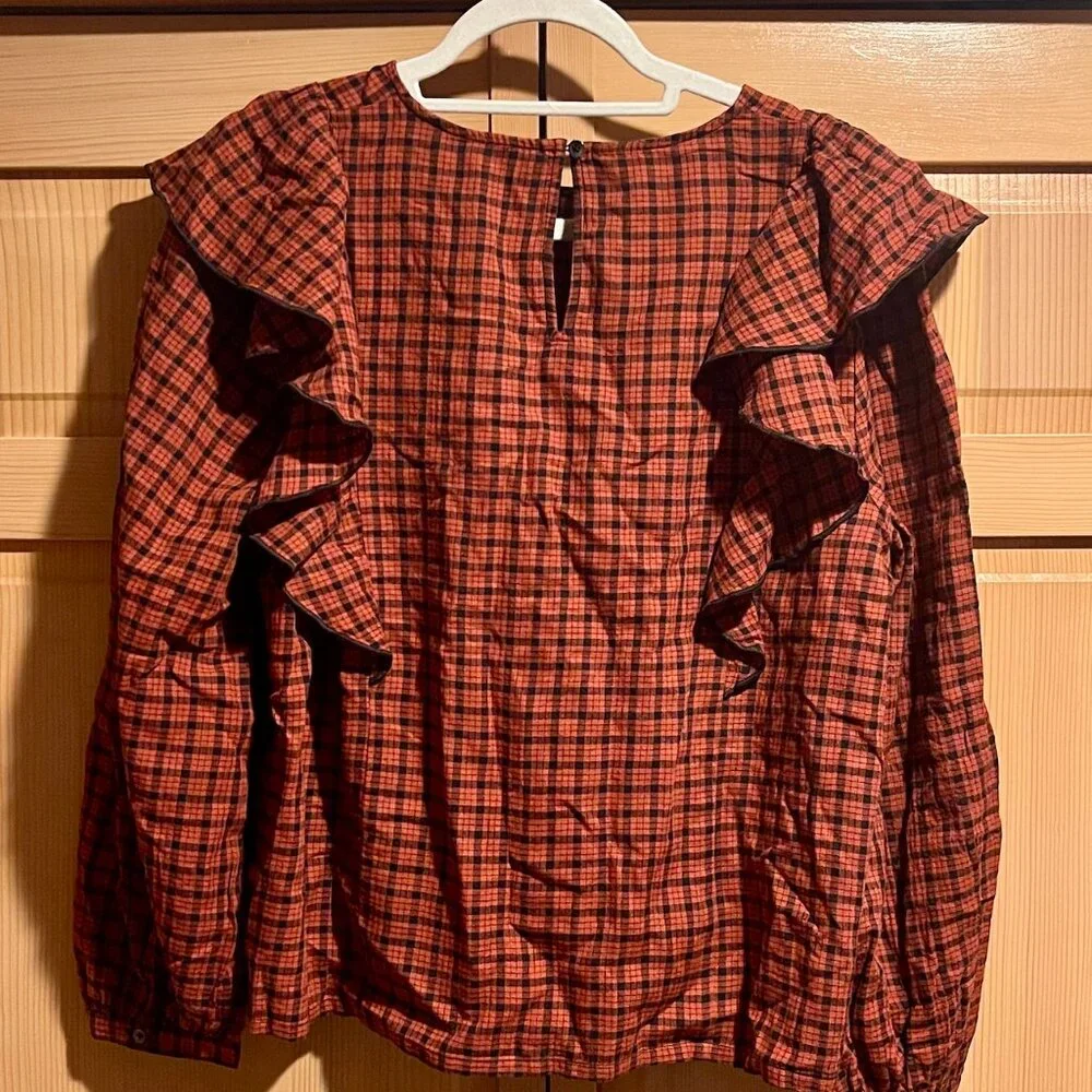 Madewell Ruffle-Front Top in Plaid - Picture 7 of 7